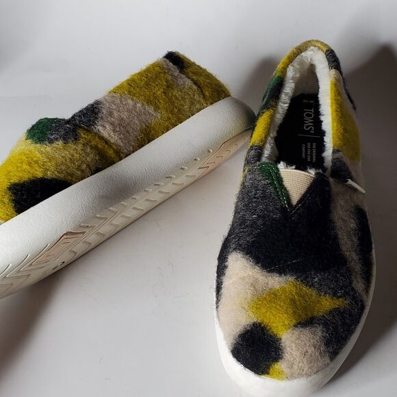 TOMS Felted Alpargata Mallow Sneakers Faux Fur Womens Size 10 Flat Shoes - Picture 8 of 11